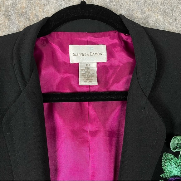 Draper's & Damon's Colorful Fun Embroidery Ribbon Flower Accent Blazer - Sz 12P - Picture 6 of 16